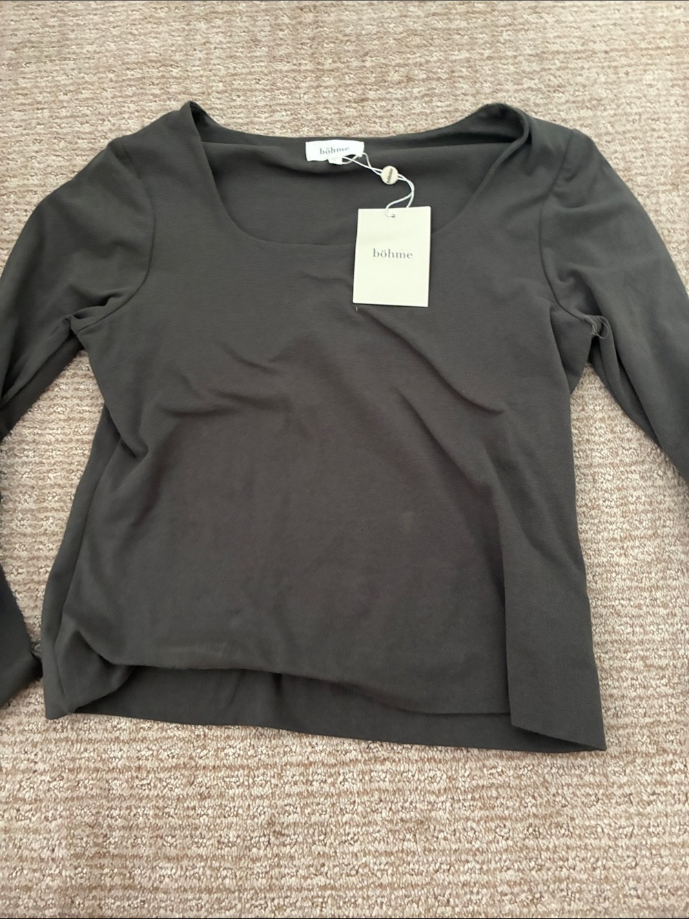 bohme Olive Scoop Neck Long Sleeve Top
